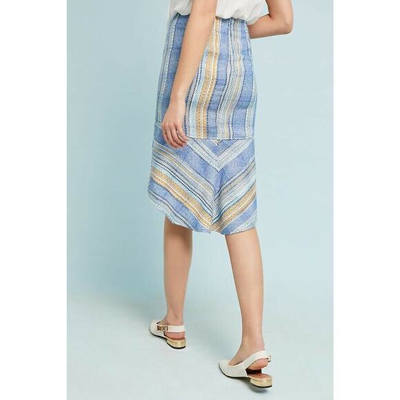 New Anthropologie Samantha Dru Flounced Striped Tweed Mini Skirt $148 Sz 4 Blue - Picture 4 of 4
